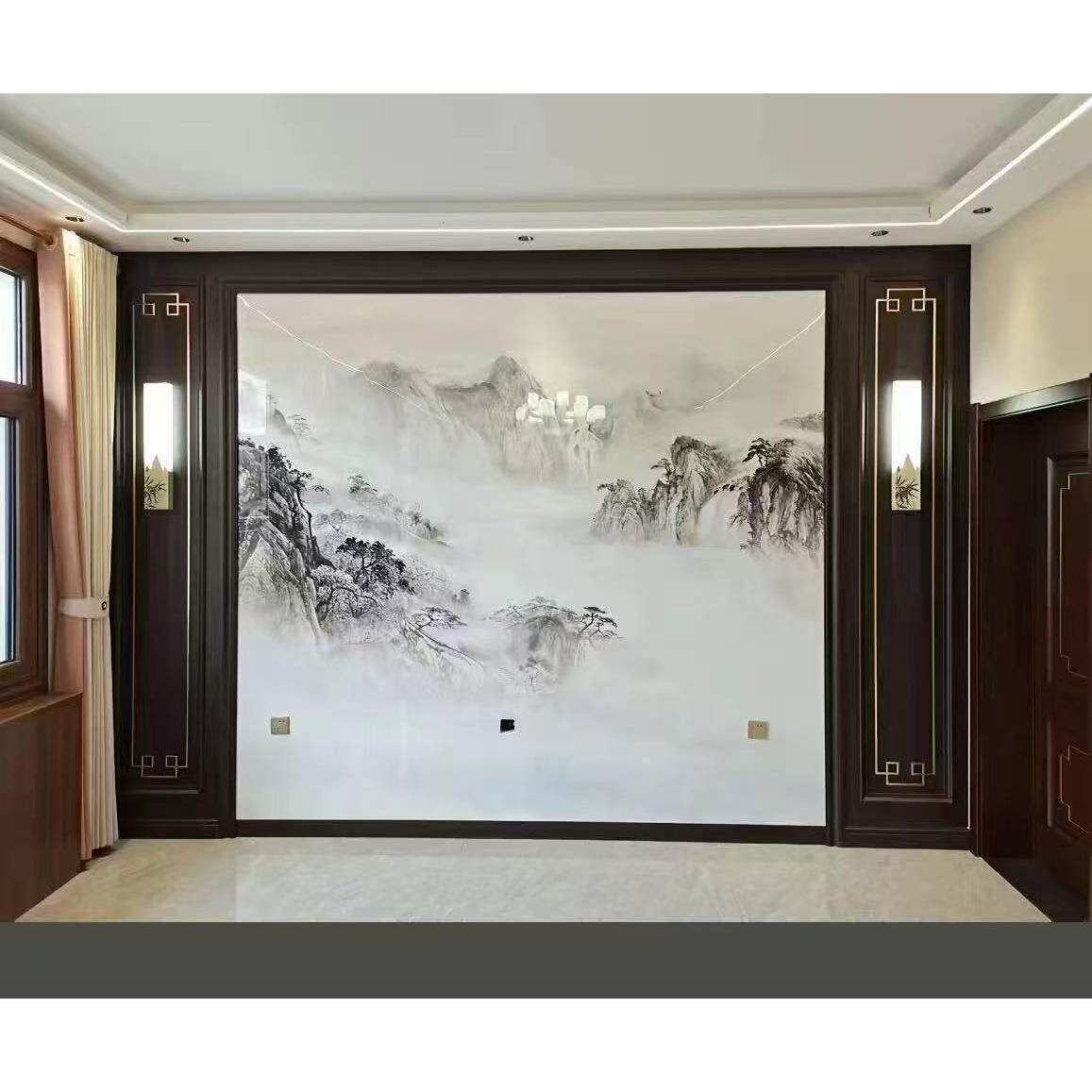 新中式电视背景墙实木烤漆护墙板客厅沙发装饰格栅墙裙卧室床头板