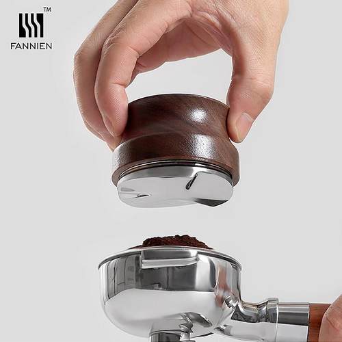 咖啡布粉器304不锈钢胡桃木三浆压粉器意式填压锤套装51mm58mm