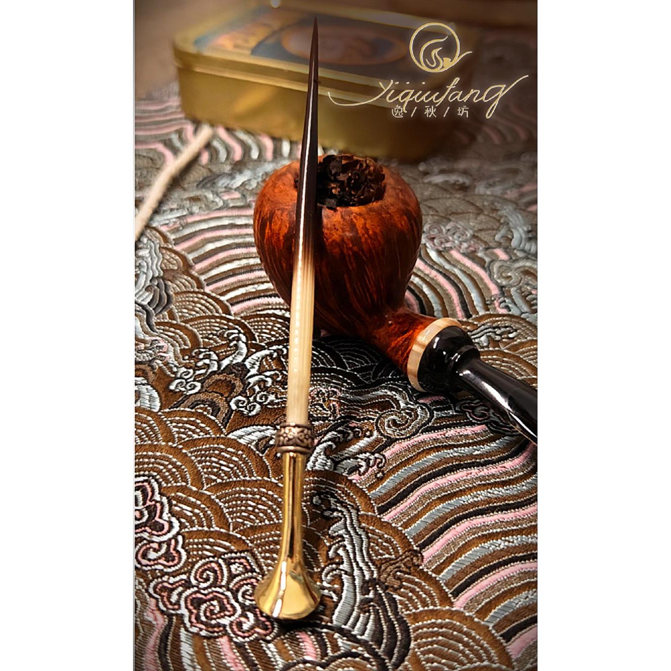 纯手工烟斗压棒角度设计合理有效助燃（首饰级抛光黄铜材质）