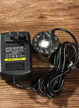 陶瓷鱼缸加湿造景小型假山喷泉专用雾化器12彩灯大雾家用养鱼摆件