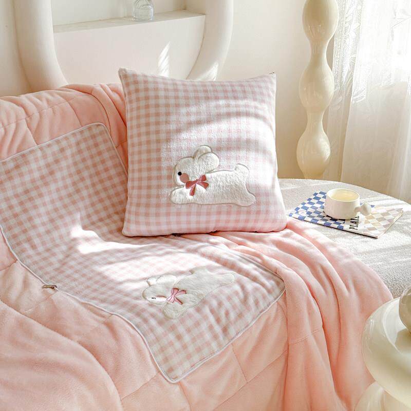 兔子抱枕被子两用加厚办公室折叠午睡枕头毯子二合一汽车靠枕车载