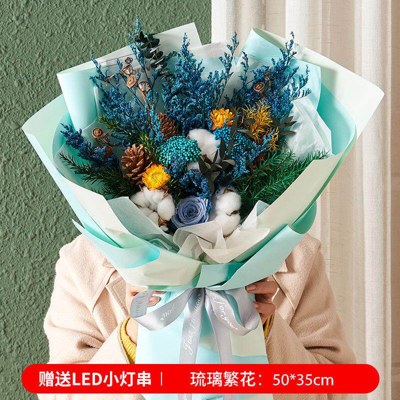 永生花干花花束玫瑰超大束生日礼物毕业礼拍照38妇女节礼物送朋友