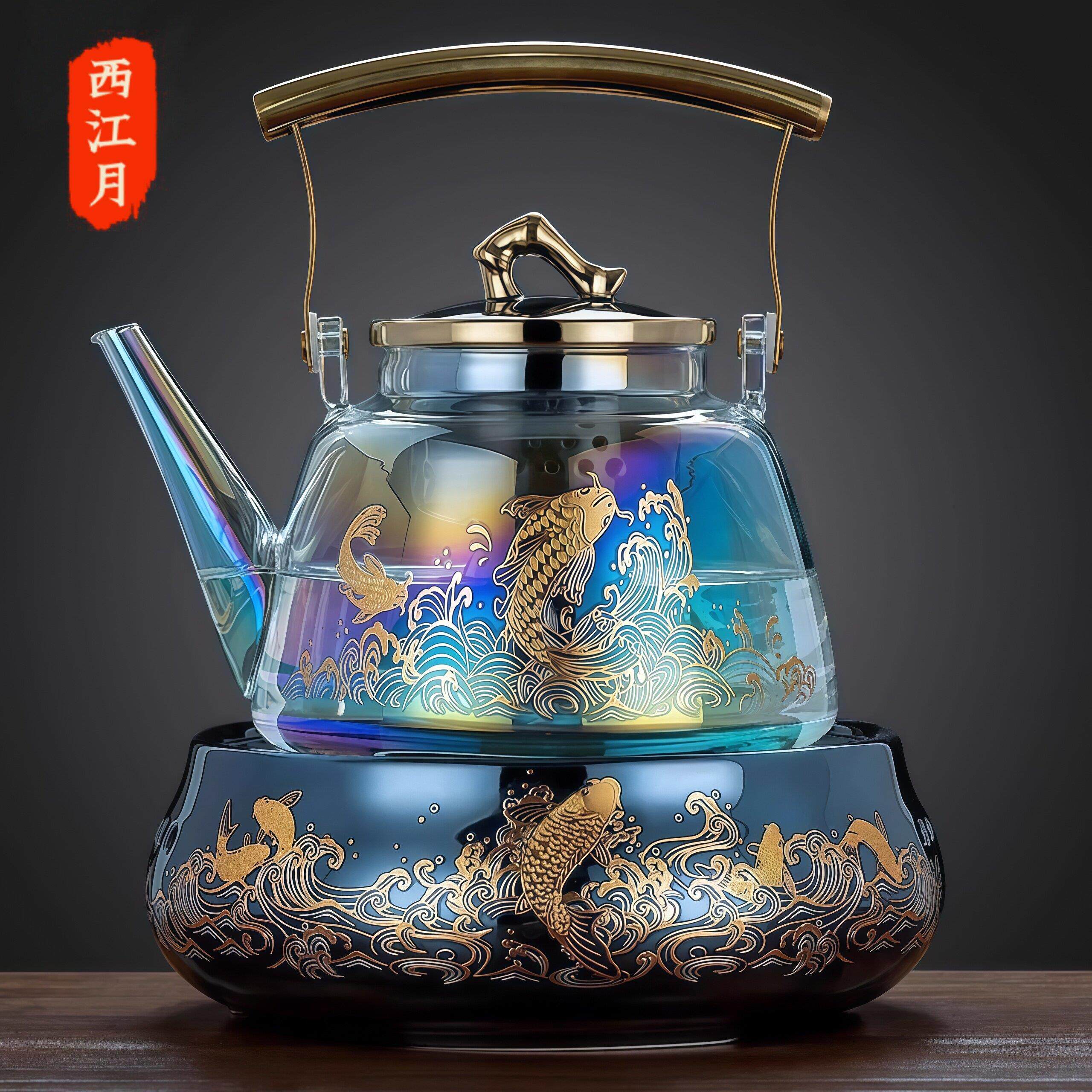 黑晶炉煮茶器围炉煮茶套装家用泡茶办公室煮茶壶玻璃烧水茶壶茶器