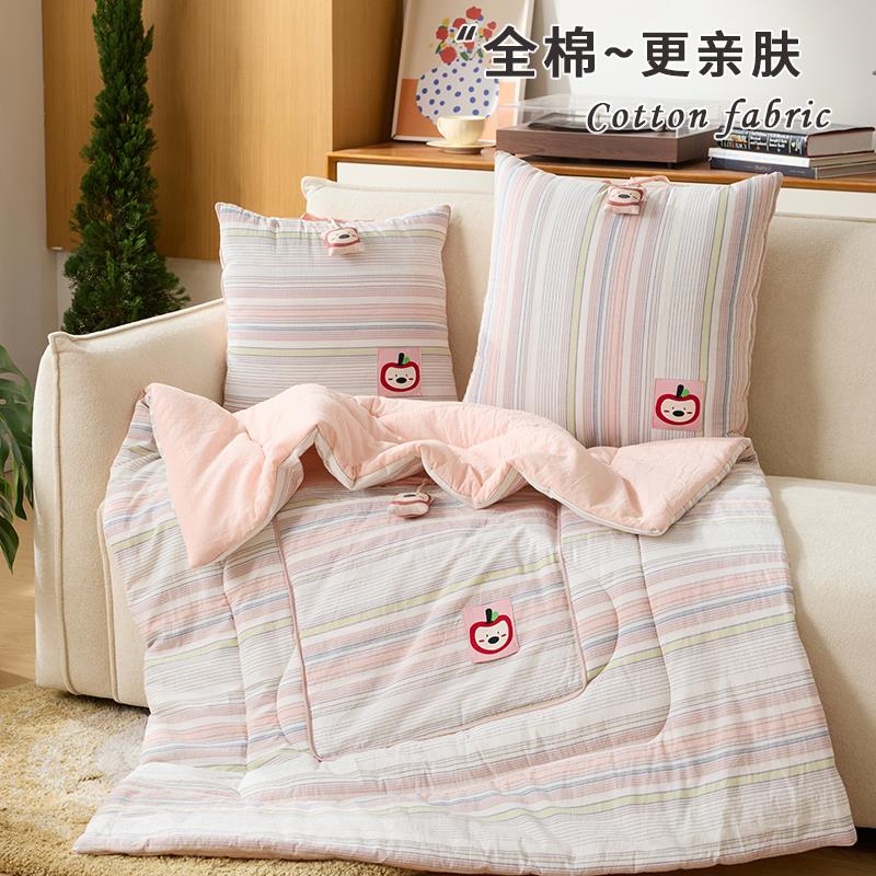 全棉水洗棉抱枕被子两用二合一纯棉车用靠垫沙发盖毯办公室午睡被