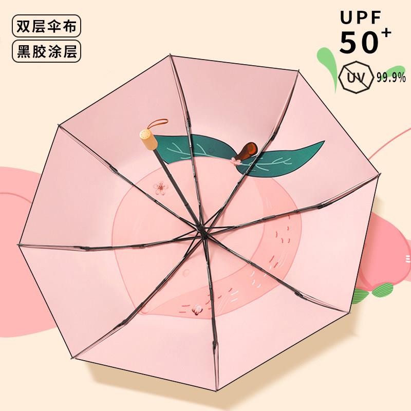 双层黑胶太阳伞防晒防紫外线遮阳伞女超强专业防晒伞晴雨两用折叠