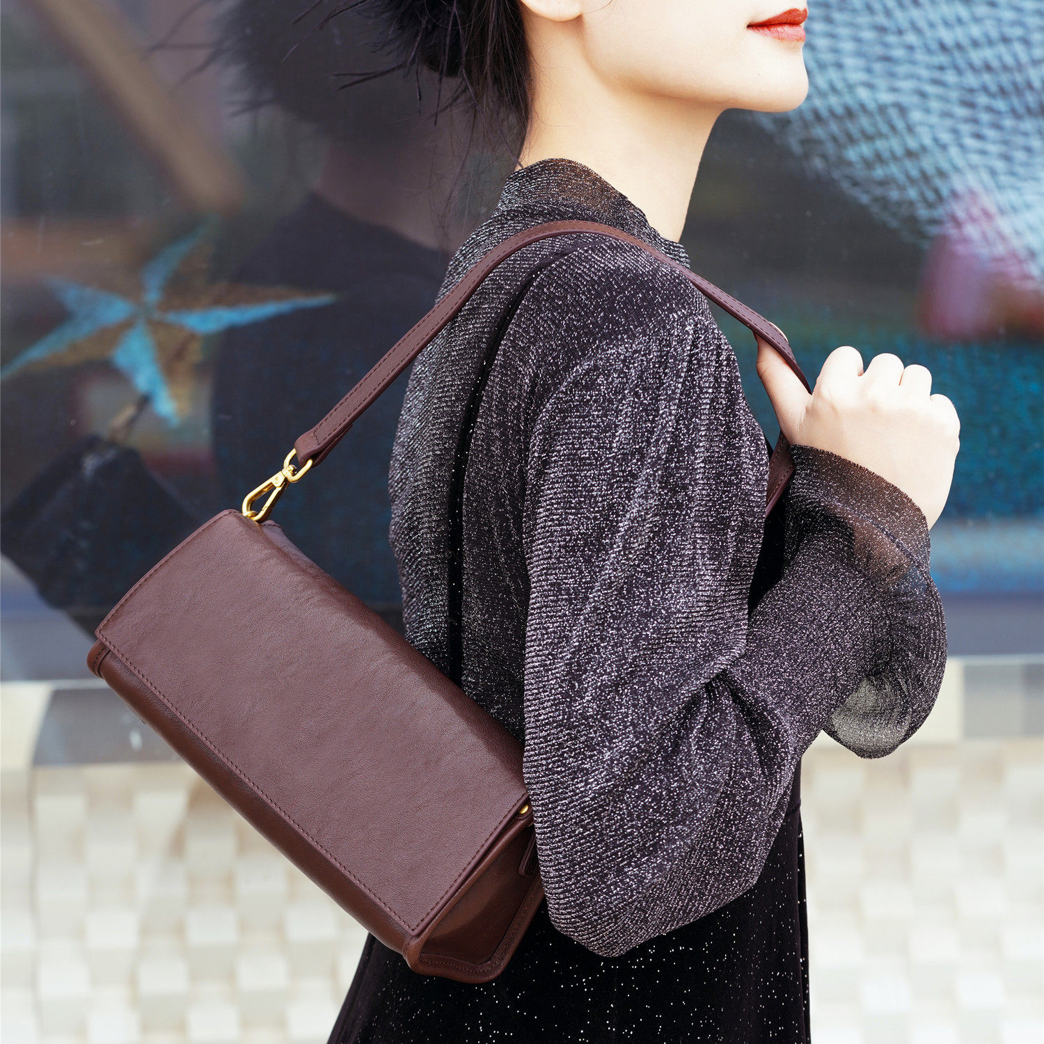 WANYEAH真皮女包腋下小方包头层牛皮法棍包百搭宽肩带单肩斜挎包,箱包皮具/热销女包/男包,腋下包,淘宝优惠券,粉丝福利购,淘宝优惠卷