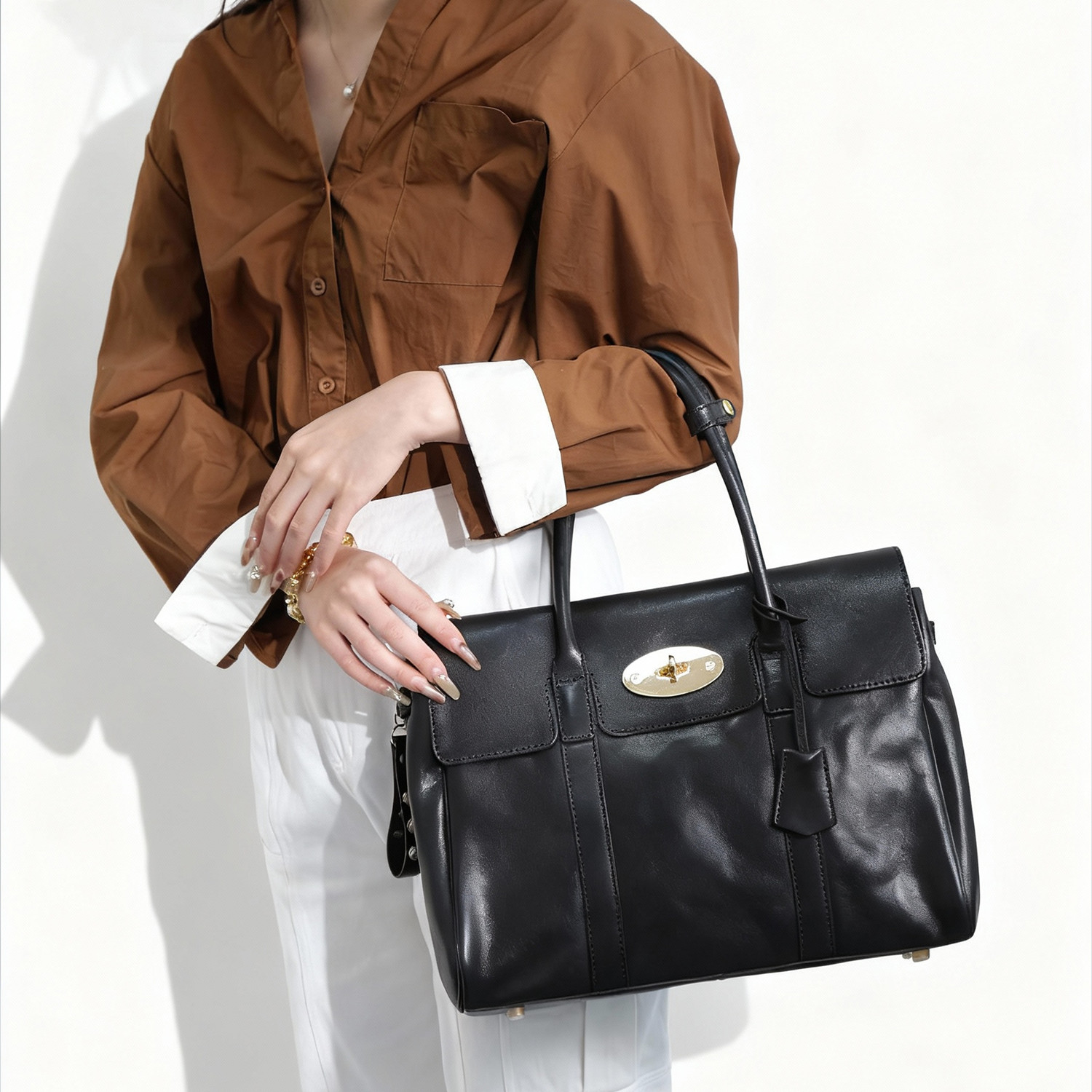 WANYEAH真皮大容量电脑托特包