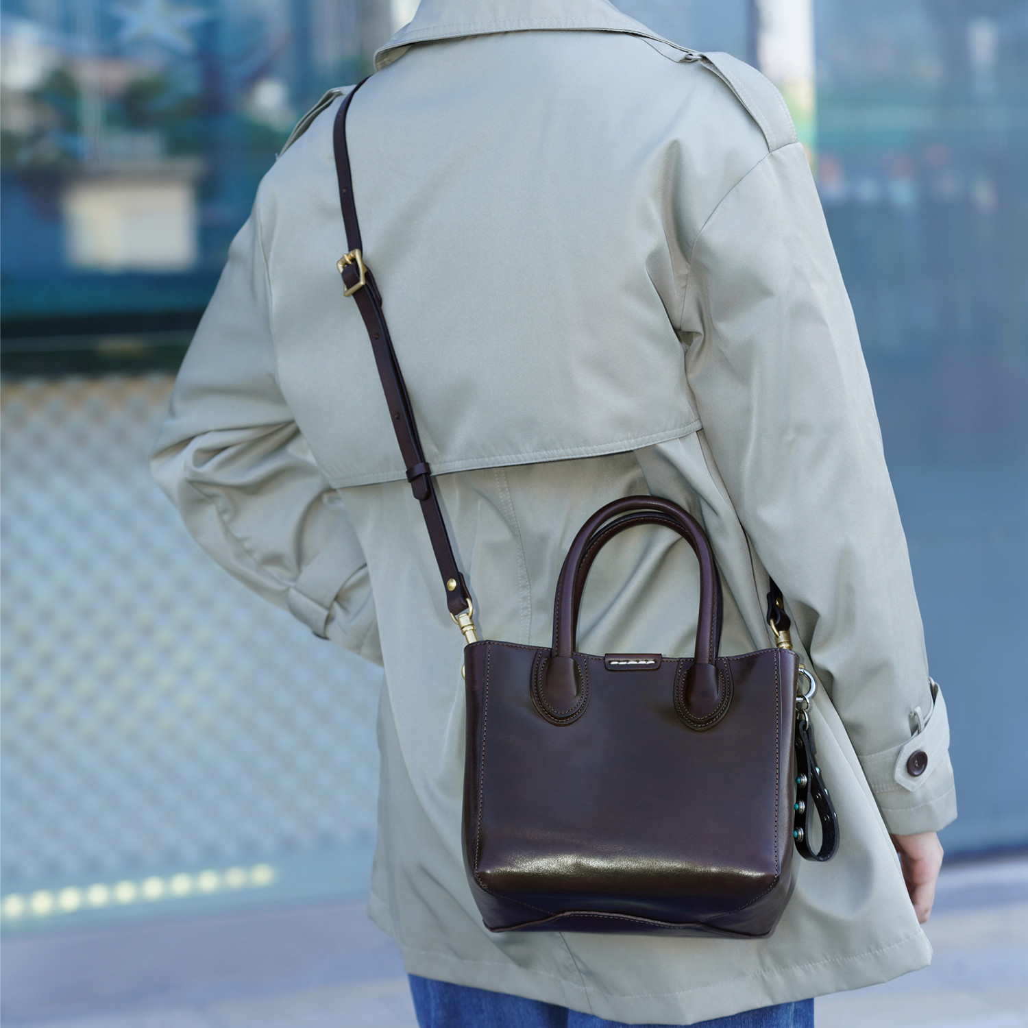 WANYEAH植鞣牛皮邮差包