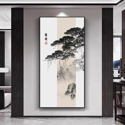 新中式装饰画 划玄关竖版客厅茶室佛系壁画 划宋代美学挂画 划宋
