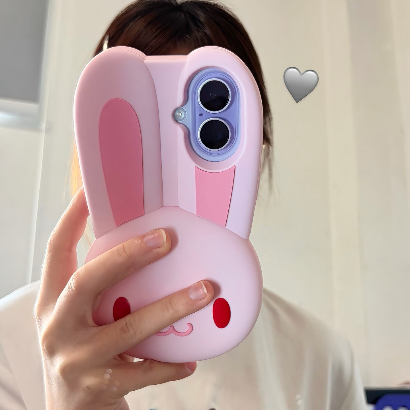 粉色大耳兔适用苹果手机摄像头可爱iPhone17Promax手机壳硅胶软壳