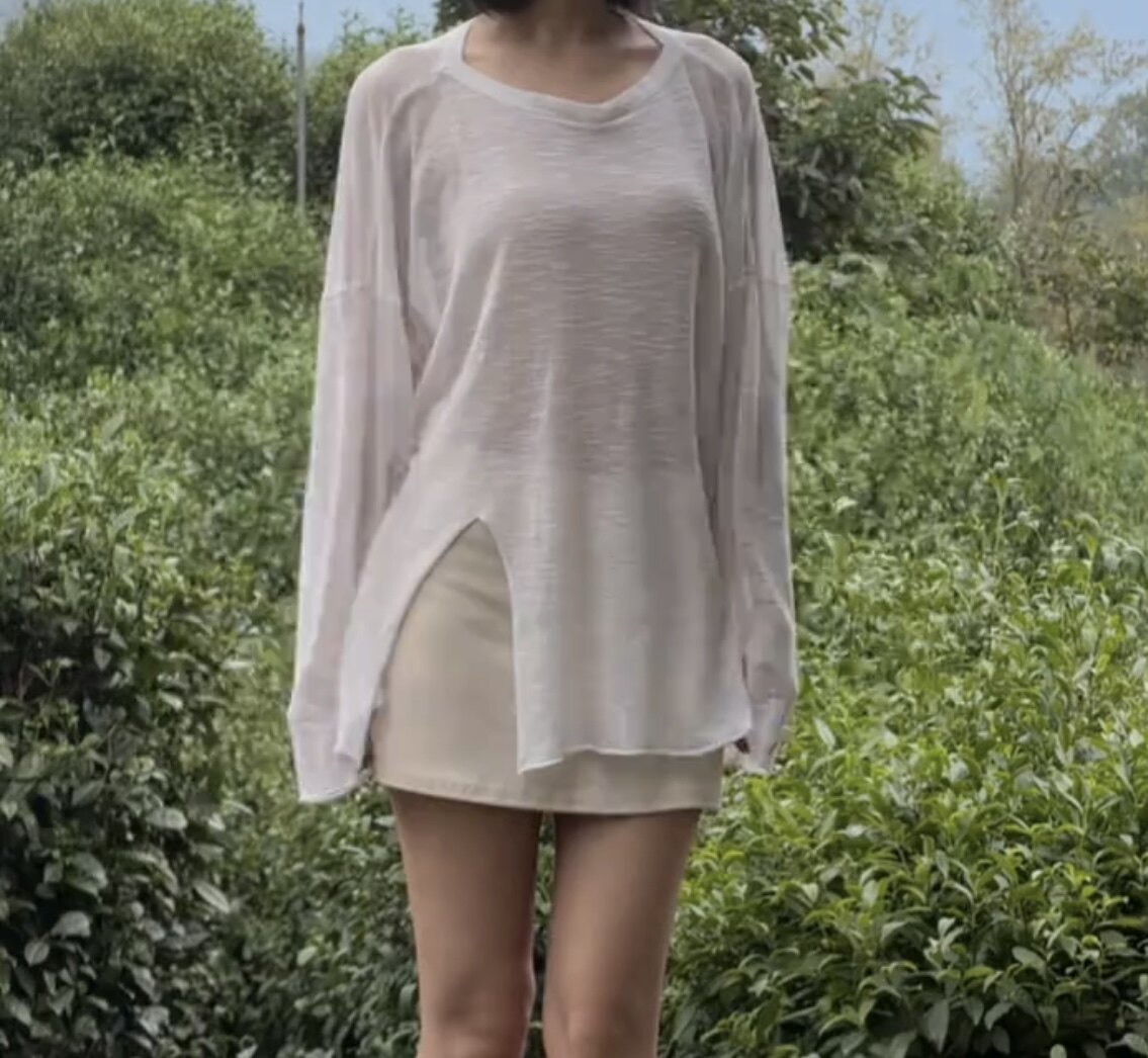 夏季新款防晒衣服女学生韩版宽松防紫外线冰丝薄款长袖t恤上衣
