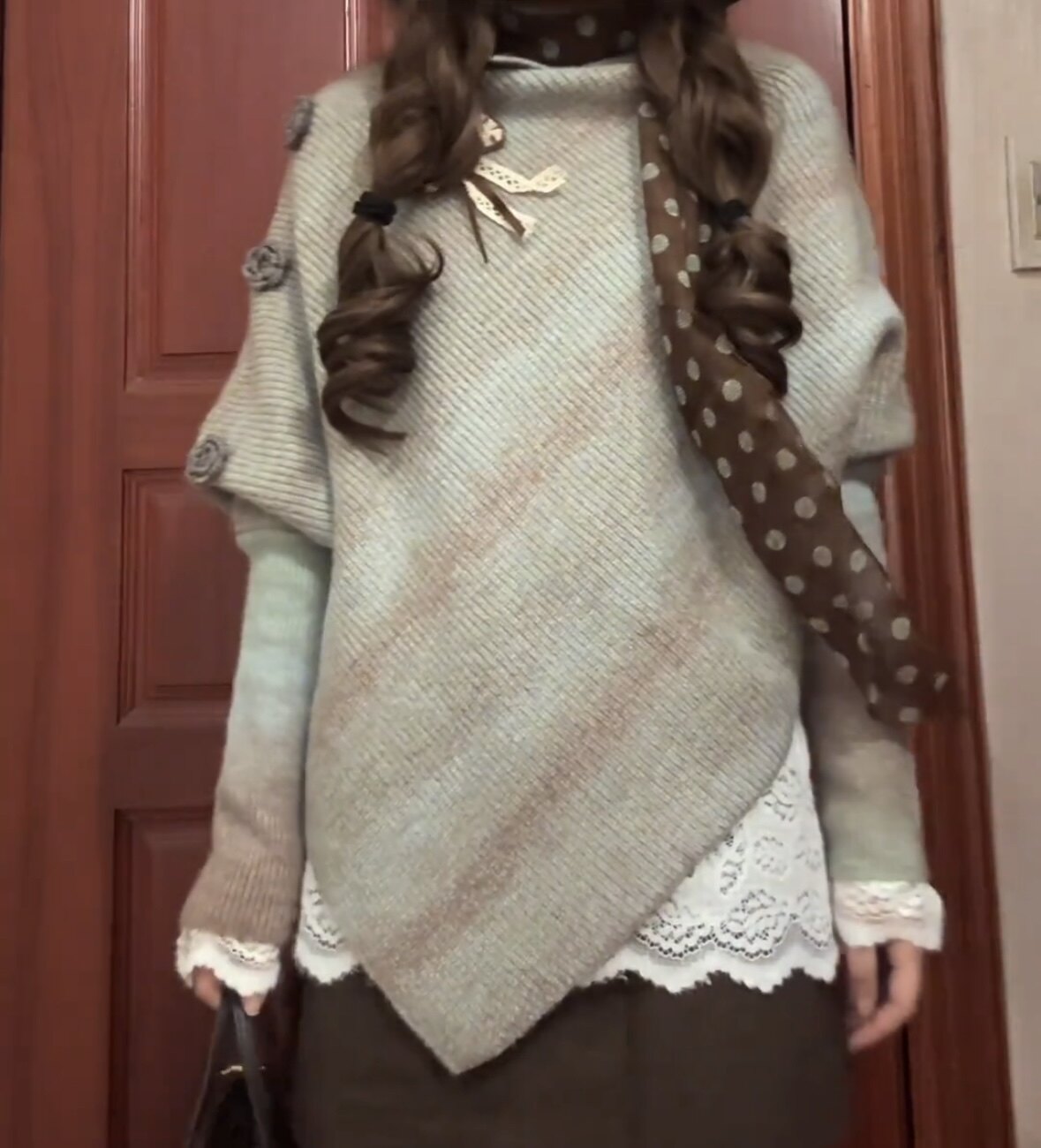 秋冬新款不规则灰色针织毛衣外搭女秋冬韩系高级感慵懒风上衣