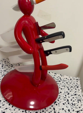 创意前任刀架厨房红色置物架新款2025搞怪收纳架愤怒红色小人