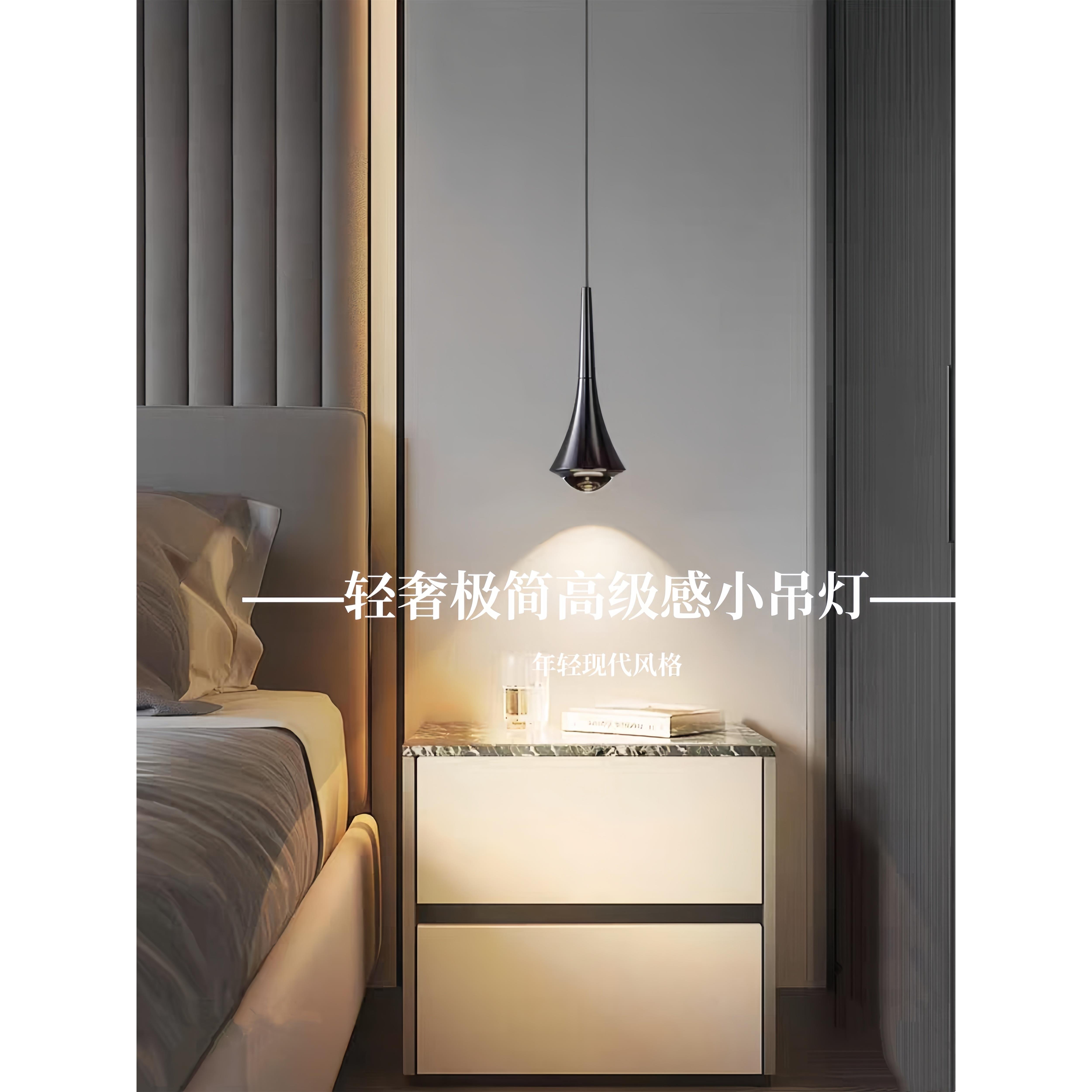 卧室床头小吊灯现代简约可升降高级感轻奢玄关声控 灯主卧吊线灯图片