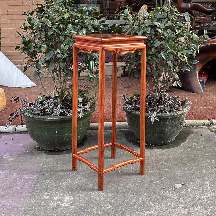 大果紫檀红木缅甸花梨木花架实木花盆几中式客厅阳台落地式置物架