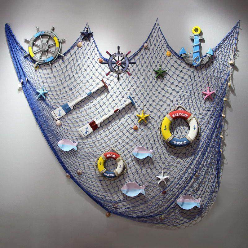 地中海风格渔网装饰挂件船舵挂饰海洋风主题样板房间墙面鱼网壁饰,家居饰品,壁饰,淘宝优惠券,粉丝福利购,淘宝优惠卷