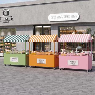 欧式铁艺花车户外集市网红地摊摆摊手推车小吃夜市移动摊位小推车