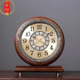 饰台钟欧式 威弗列德家用客厅桌面摆放时钟装 复古轻奢高档实木座钟