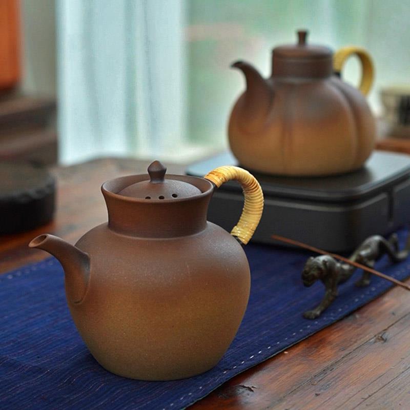 中式复古仿柴烧围炉煮茶温茶壶粗陶老岩泥简约诧寂风茶具泡茶水注