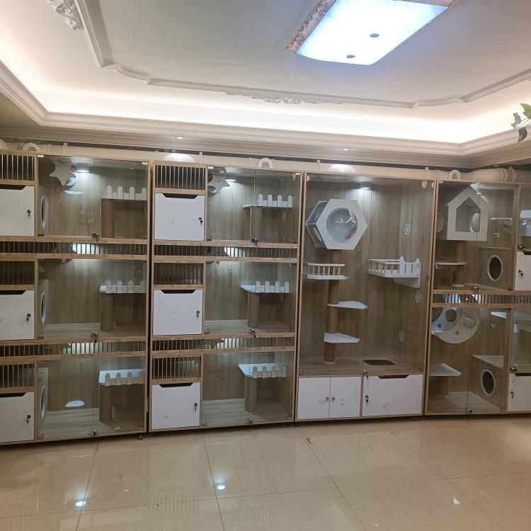实木宠物猫别墅宠物店猫笼展示柜定制豪华实木猫笼子商用家用猫柜