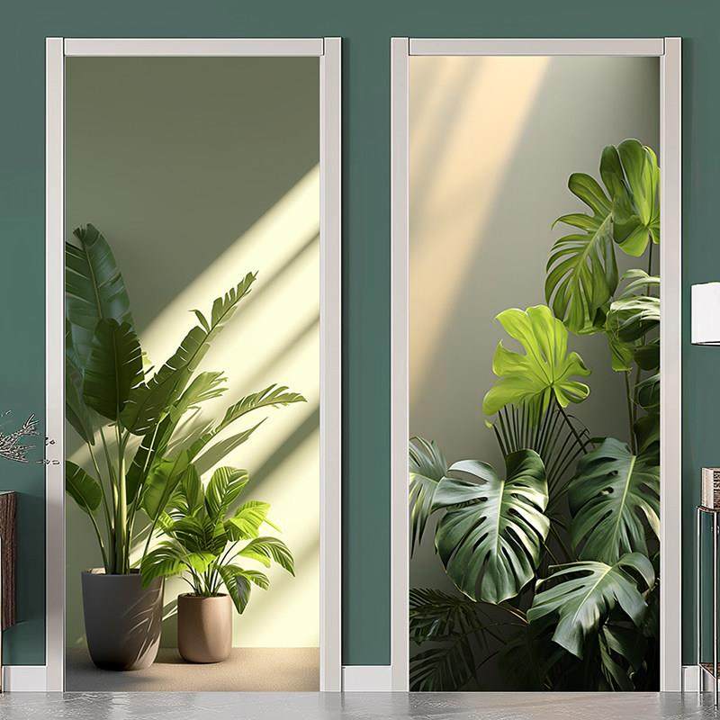 门贴纸整张翻新自粘壁纸墙贴装饰卫生间衣柜玻璃贴画卫生间绿叶,家居饰品,门贴,淘宝优惠券,粉丝福利购,淘宝优惠卷