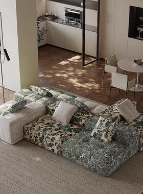 法式覆古风像素沙发saba模块豆腐块布艺沙发大坪数客厅设计师新款