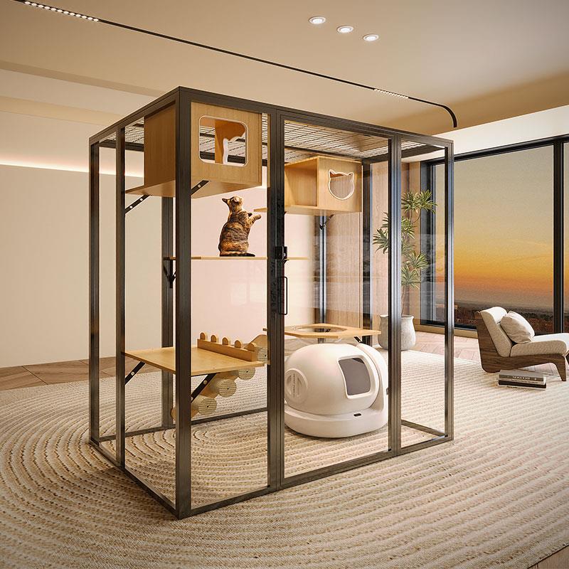 全景猫别墅超大家用猫笼子实木猫咪别墅大型室内定制豪华玻璃猫房