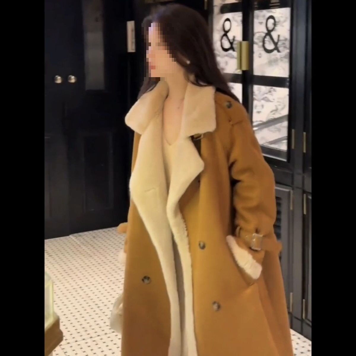 秋冬新款加绒加厚麂皮绒毛绒外套女感中长款皮毛一体大衣