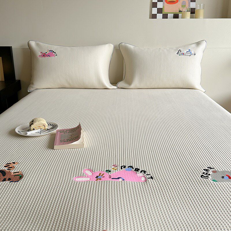 夏季小冰吧华夫格冰丝n凉席三件套家用可水洗空调软席子1.5m1.8米