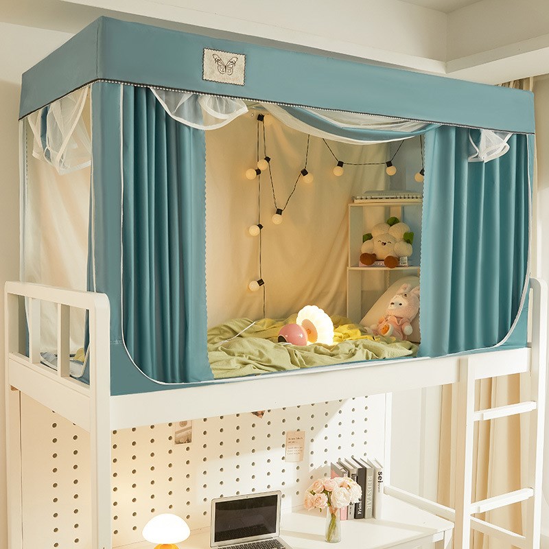 蕾丝边学生宿舍j蚊帐一体式带遮光床帘寝室单人床幔开学上下铺文