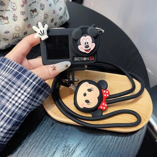 日韩米奇米妮适用大疆action6/5pro/4/3运动相机保护套配件挂脖绳