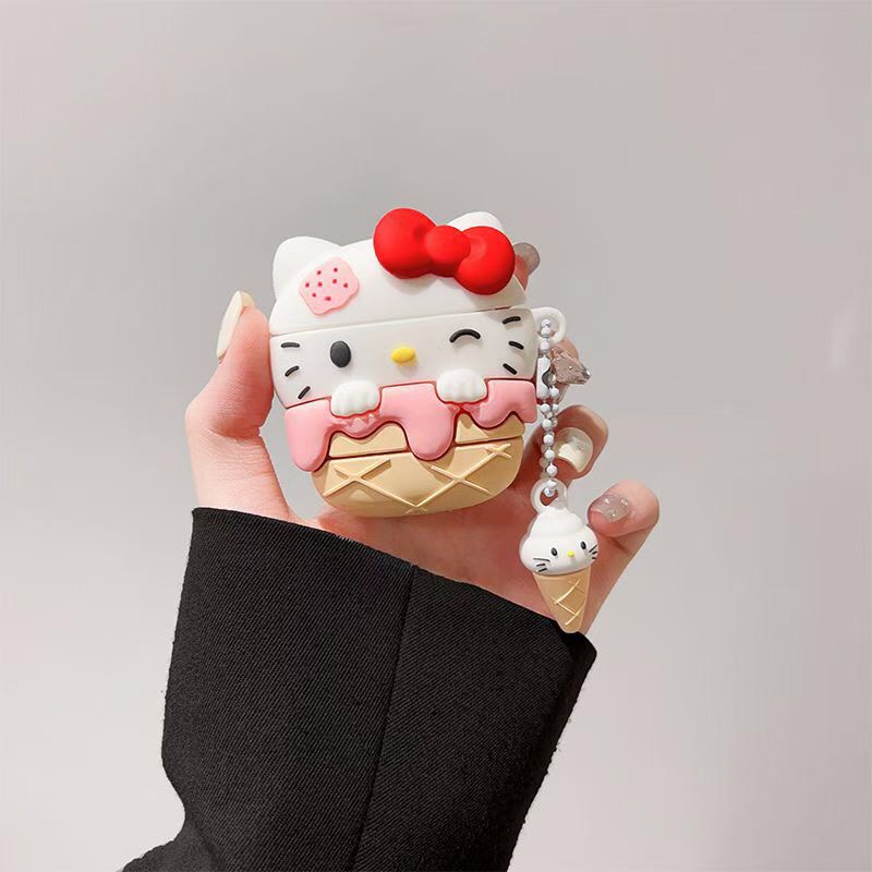 冰淇淋kitty猫适用苹果airpods4保护套pro2二代三代airpodspro无线蓝牙耳机壳3代四代五代硅胶防摔可爱少女心