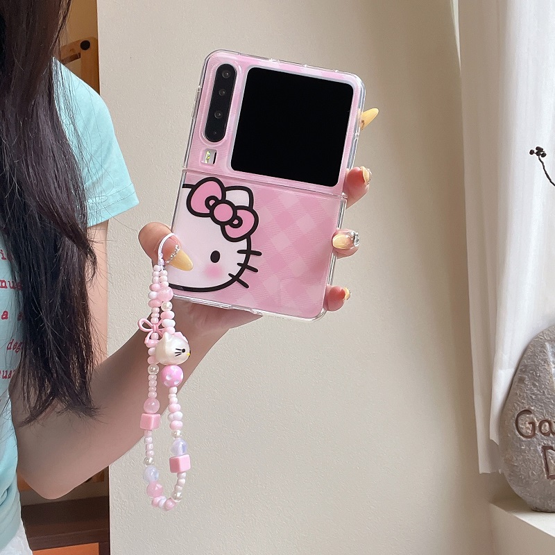 日韩kitty猫适用华为Purax折叠屏手机壳Pocket 2个性小米mixflip2手链三星zflip6防摔OPPOfindn3flip荣耀硬壳