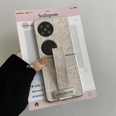 高级牛仔布腕带适用华为pocket2折叠屏手机壳小米mixflip创意三星zflip6个性OPPOFindN3Flip防摔荣耀支架vivo