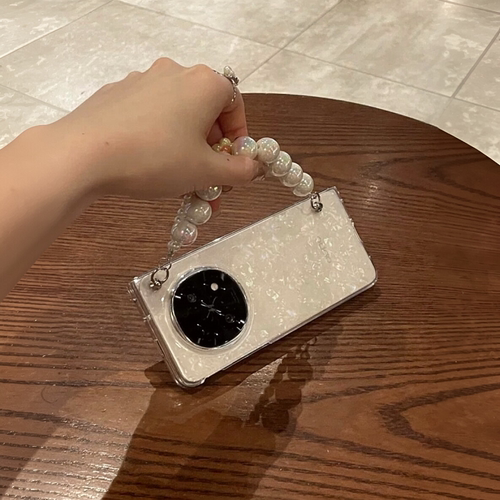 炫彩贝壳纹适用华为Mate X6/x7折叠屏手机壳三星Galaxy zfold8透明OPPOFind N6创意荣耀Magic V6硬壳vivo手链