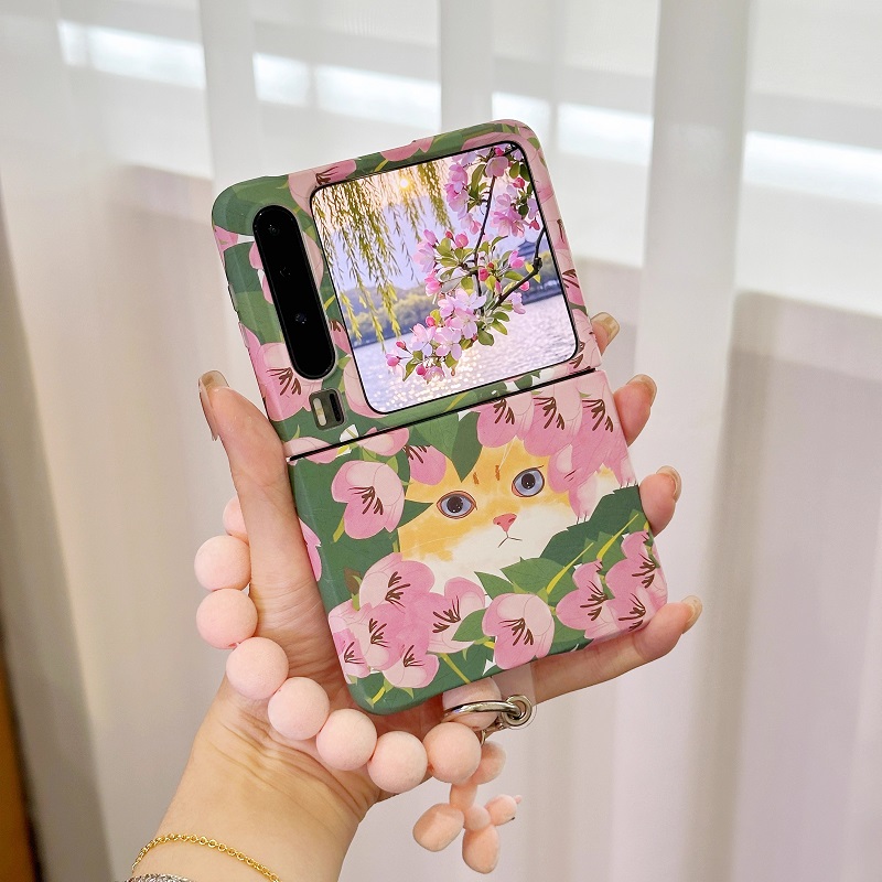网红花丛猫咪适用华为Pura x折叠屏手机壳Pocket2小米mixflip 2创意三星zflip7肤感OPPOFindN3Flip硬壳荣耀女