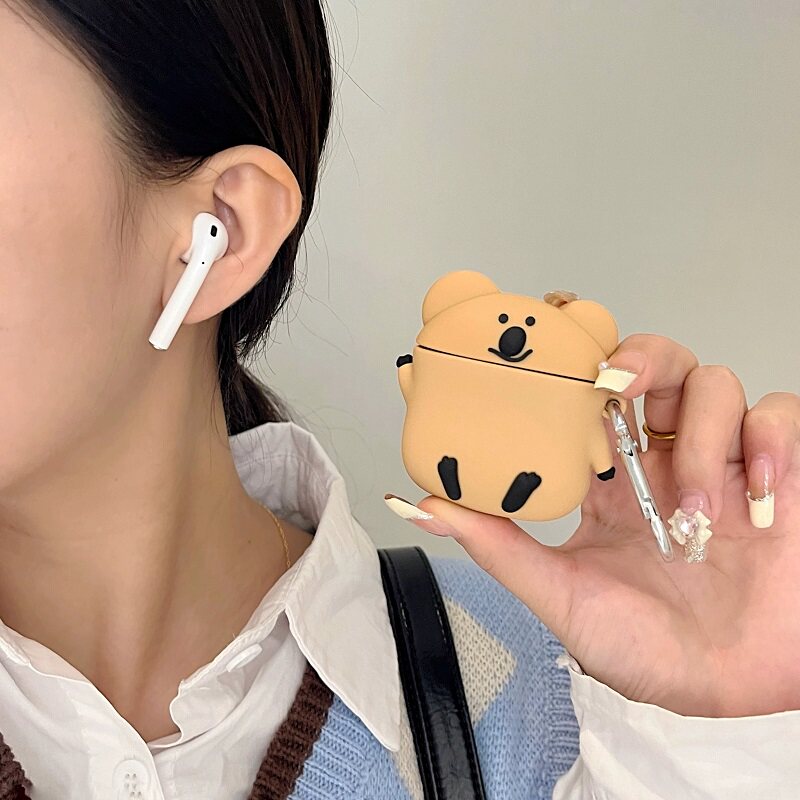 新款韩国卡通柿子椒熊适用于AirPods4保护套AirPodsPro3硅胶苹果耳机套2无线蓝牙airpodspro新二三代可爱女款