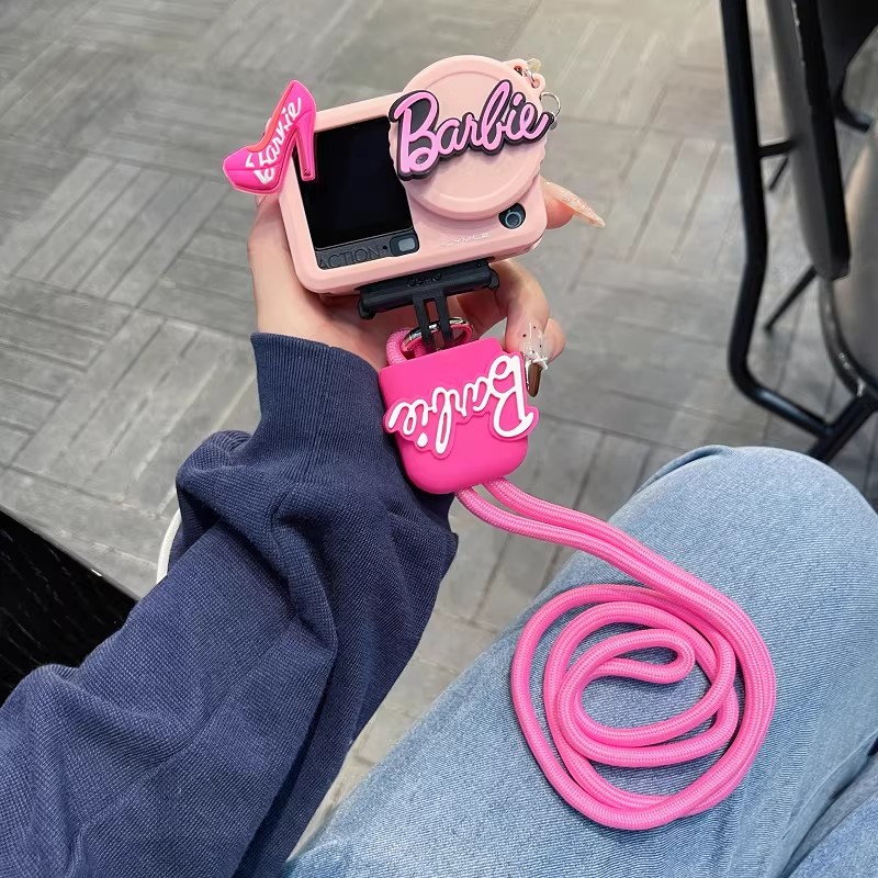 新款粉色芭比公主适用大疆action6/5pro/4/3运动相机保护套挂绳女
