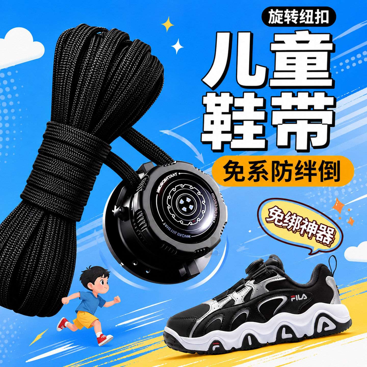 旋转纽扣懒人免系鞋带神器新款