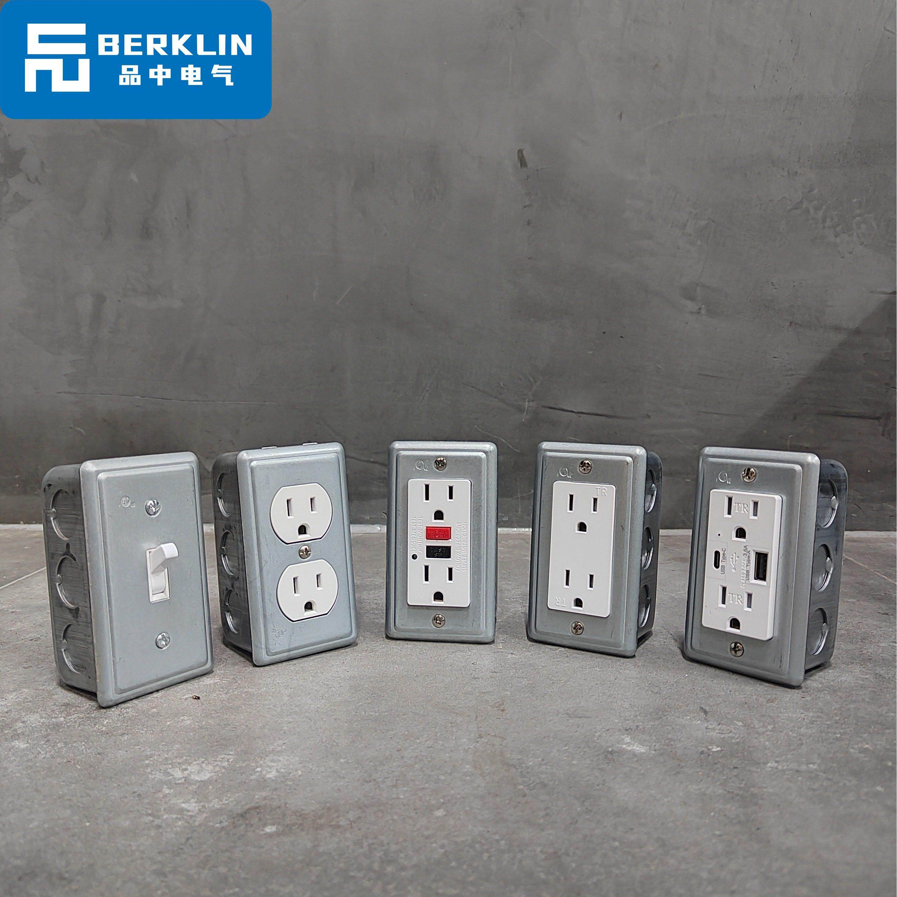 Berklin工业风美标插座开关USB明装GFCI暗装规复古UL认证美国台湾,电子/电工,开关/插座底盒,淘宝优惠券,粉丝福利购,淘宝优惠卷