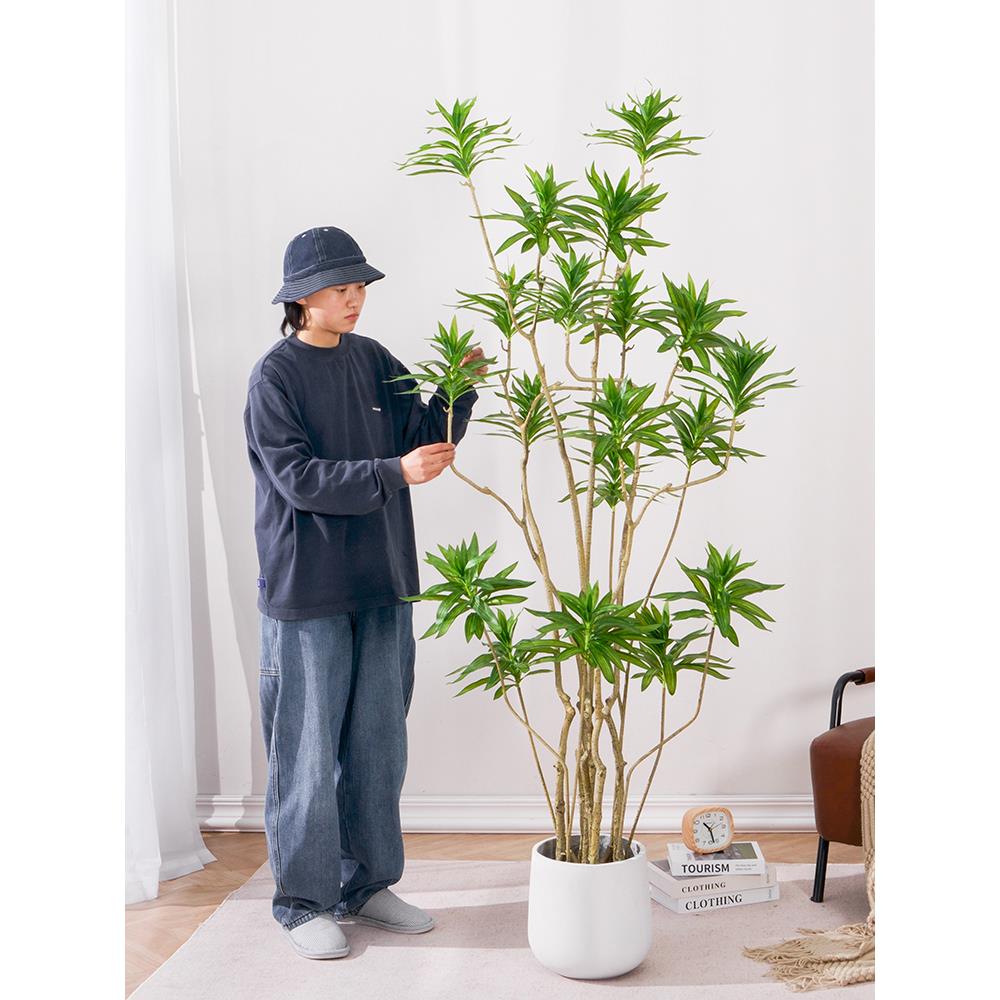 北欧ins风仿真百合竹落地植物盆栽室内客厅大型装饰绿植假树摆件