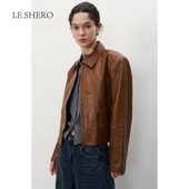 LE.SHERO机车风复古擦色土耳其进口真皮外套87Q706289