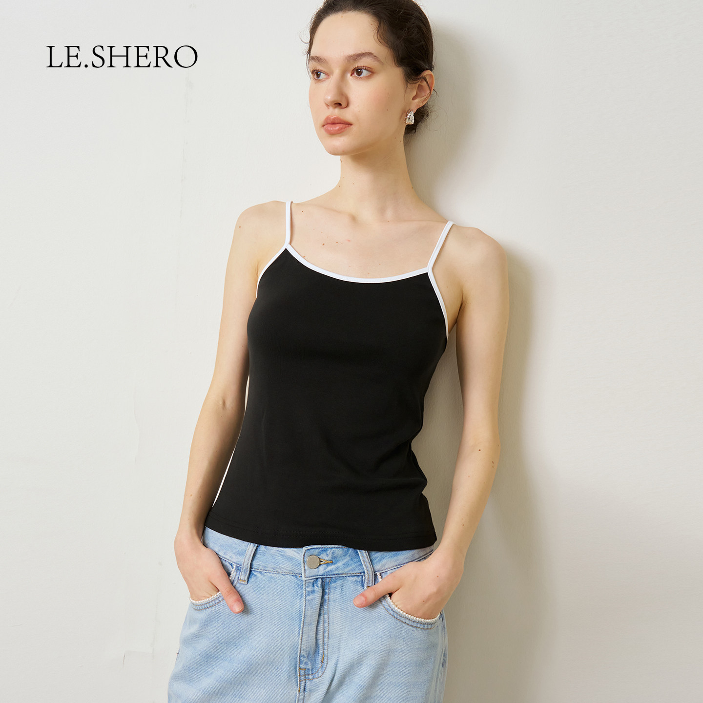 LE.SHERO基础款修身百搭简约撞色吊带背心女夏外穿上衣内搭打底衫