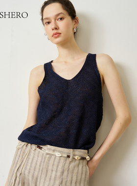 LE.SHERO原创设计松弛感镂空罩衫无袖毛针织衫夏季新款背心上衣
