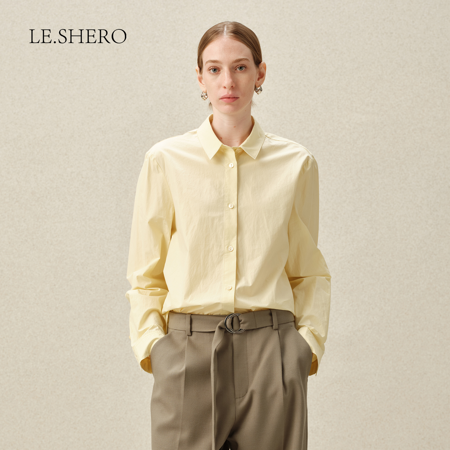 极简主义职场简约长袖衬衫女上衣