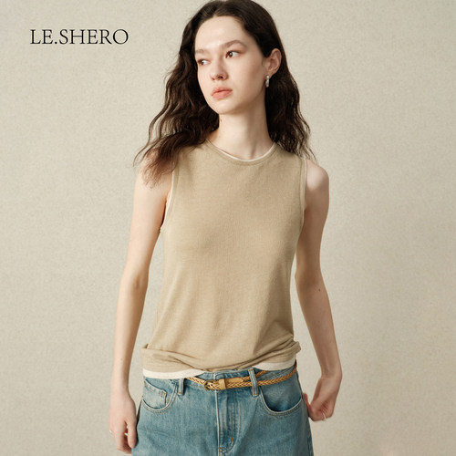 LE.SHERO天丝亚麻混纺简约休闲无袖背心
