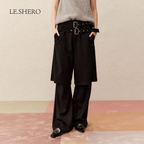 LE.SHERO时尚层次拼接长裤