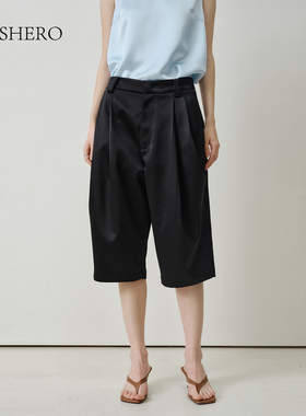 LE.SHERO【吉娜同款】【胶囊系列】通勤醋酸直筒显瘦中裤女休闲裤
