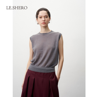LE.SHERO基础圆领羊毛马甲软糯毛衣慵懒高级感冬无袖 上衣毛针织衫