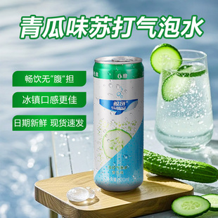 鲸奇苏打气泡水原味椰子青瓜青柠无糖饮料黄瓜柠檬0糖0脂0卡汽水